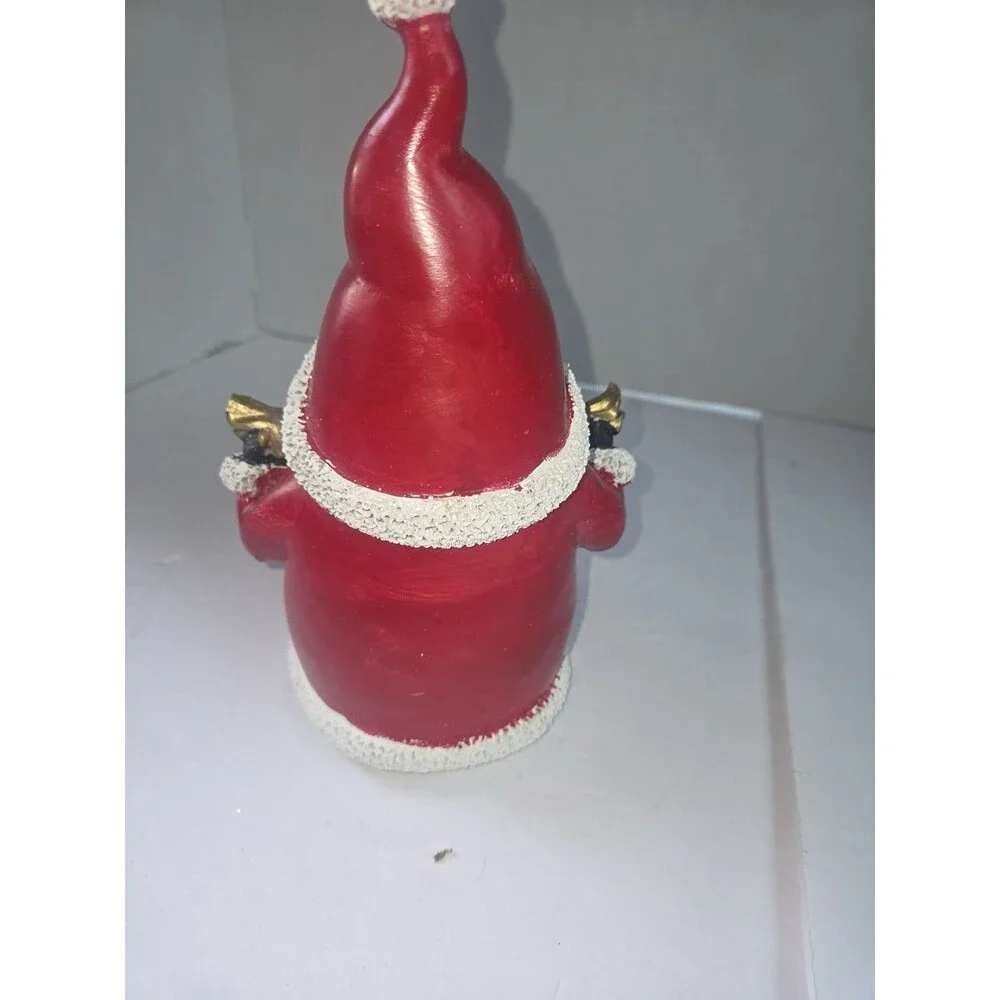 Santa Claus Holding Wreath Hand Painted Resin Figurine Christmas Decor light up